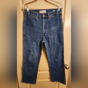 DENIM FORUM The Francoise High Rise Straight Blue Denim Cropped Jeans. Size 30.